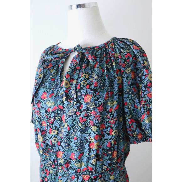 Handmade Size XL Vintage Prairie Sun Dress Cottage Cotton Floral Print - Picture 5 of 9